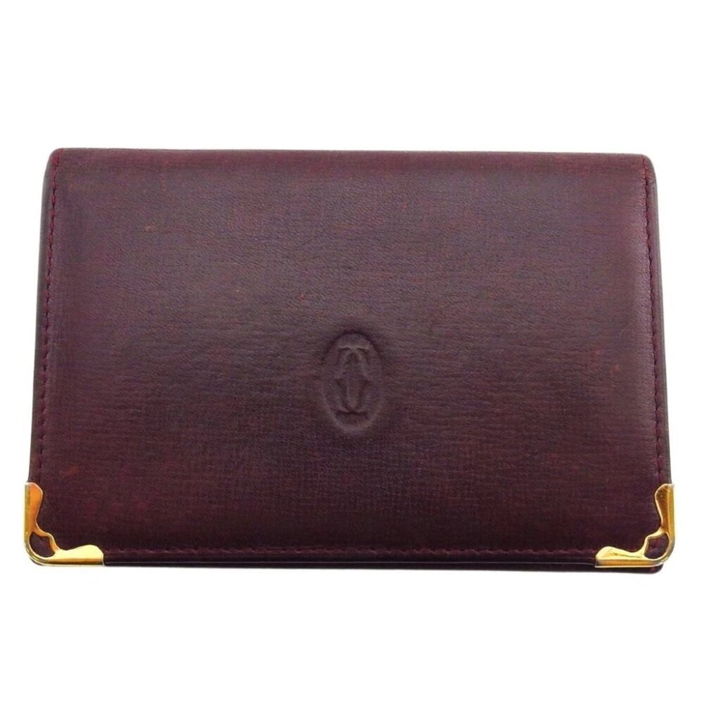 CARTIER Pass case Bordeaux x Gold Women Authentic secondhand